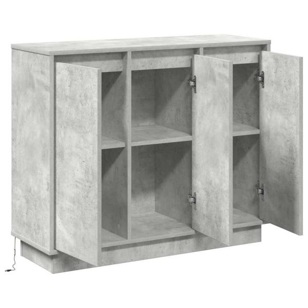 Sideboard mit LED in Beton Grau, 90x32x75 cm, aus Holzwerkstoff