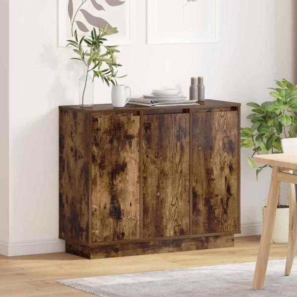 ARDEBO.de - Sideboard mit LED in Raucheiche 90x32x75 cm aus Holzwerkstoff