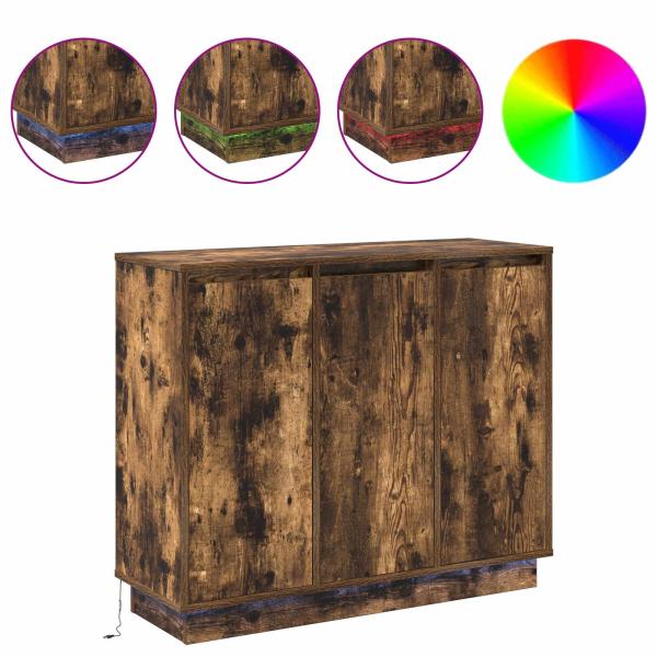 Sideboard mit LED in Raucheiche 90x32x75 cm aus Holzwerkstoff