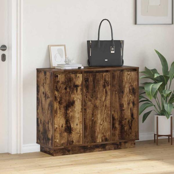 Sideboard mit LED in Raucheiche 90x32x75 cm aus Holzwerkstoff