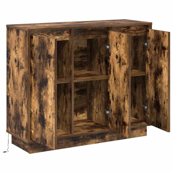 Sideboard mit LED in Raucheiche 90x32x75 cm aus Holzwerkstoff