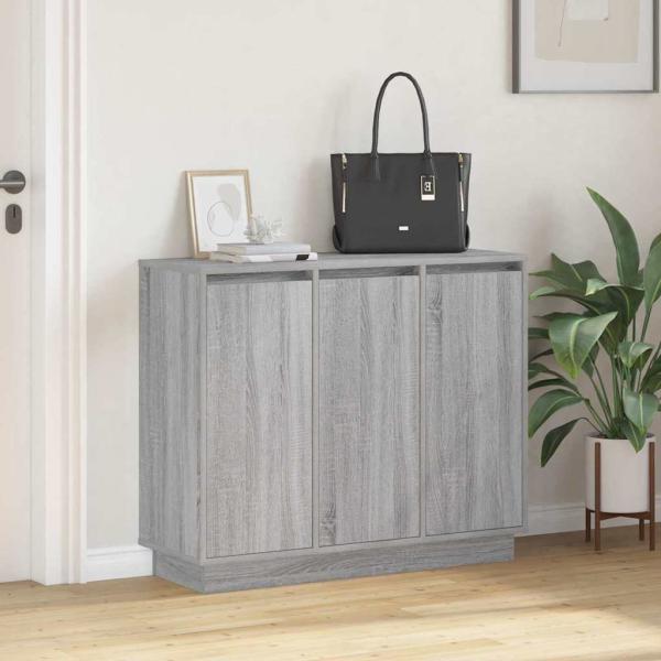 Sideboard mit LED in Grau Sonoma, 90x32x75 cm, aus Holzwerkstoff