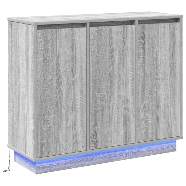 Sideboard mit LED in Grau Sonoma, 90x32x75 cm, aus Holzwerkstoff