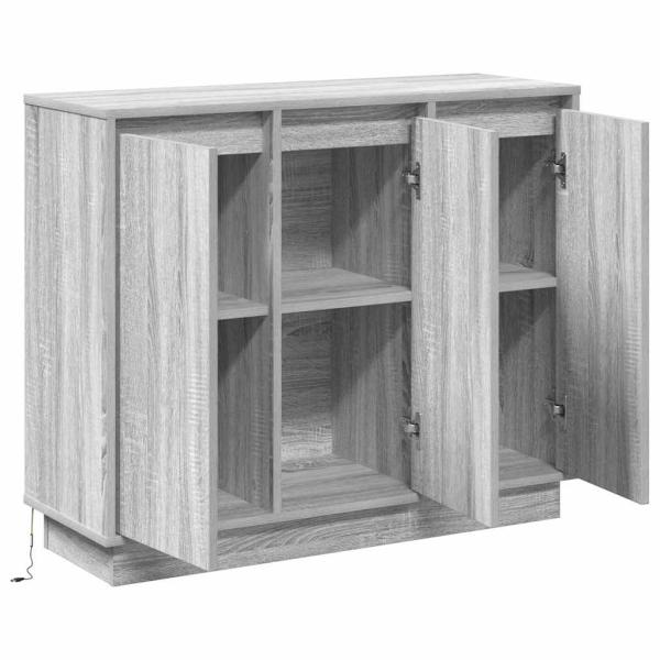 Sideboard mit LED in Grau Sonoma, 90x32x75 cm, aus Holzwerkstoff