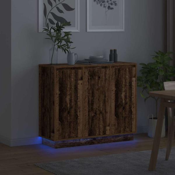 Sideboard mit LED aus alter Eiche 90x32x75 cm, Ingenieurholz