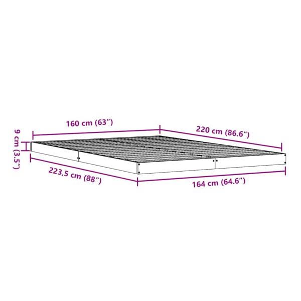 Bettgestell Weiß 160x220 cm Massivholz Kiefer