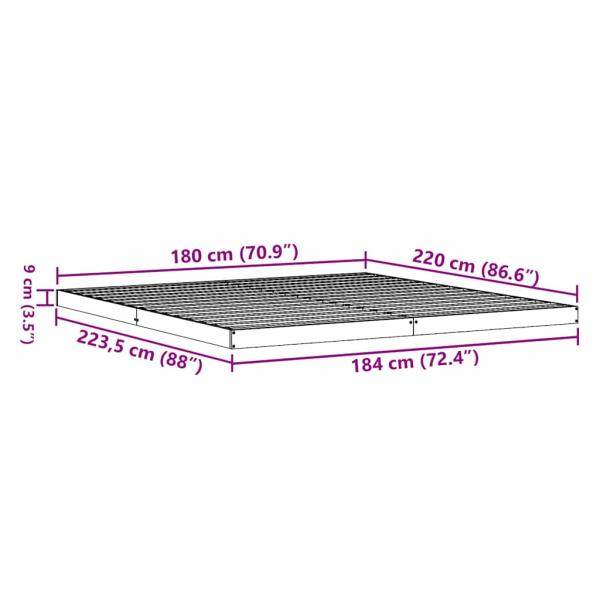Fußbettgestell Weiß 180x220 cm Massivholz Kiefer