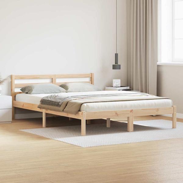 ARDEBO.de - Bettgestell mit Kopfteil 160x210 cm aus massivem Kiefernholz