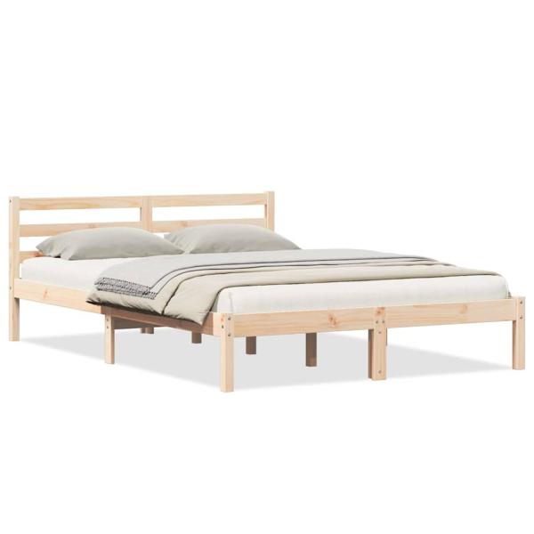 Bettgestell mit Kopfteil 160x210 cm aus massivem Kiefernholz