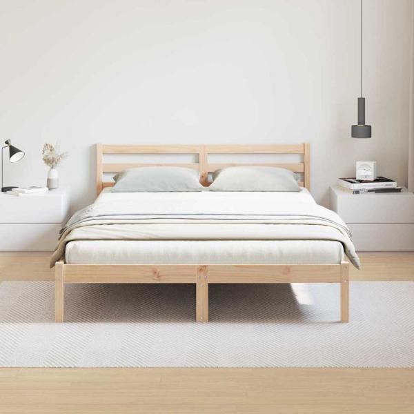 Bettgestell mit Kopfteil 160x210 cm aus massivem Kiefernholz