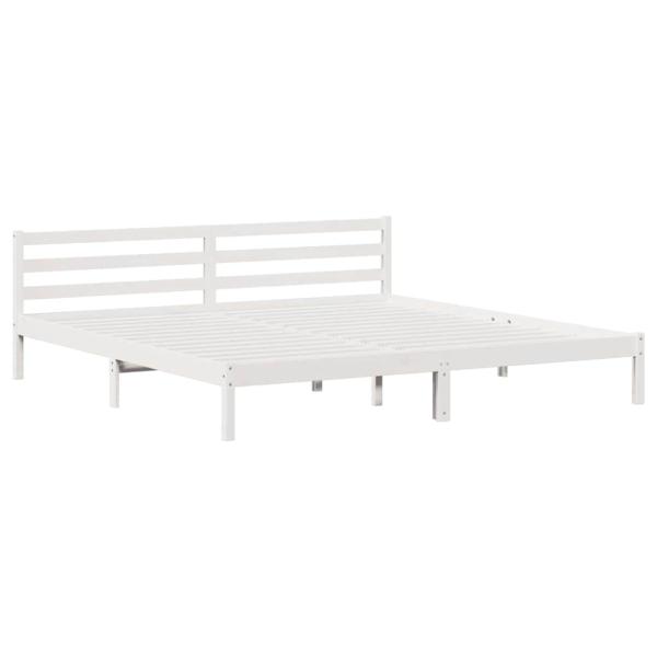 Bettgestell mit Kopfteil Weiß 180x210 cm Massivholz Kiefer