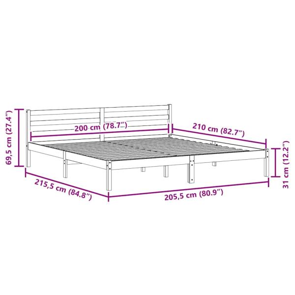 Bettgestell mit Kopfteil 200x210 cm aus massivem Kiefernholz