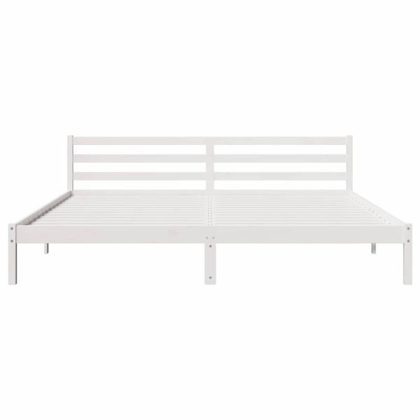 Bettgestell mit Kopfteil Weiß 200x210 cm Massivholz Kiefer