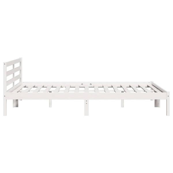 Bettgestell mit Kopfteil Weiß 200x210 cm Massivholz Kiefer