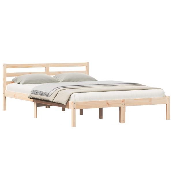 Bettgestell mit Kopfteil 140x220 cm Massivholz Kiefer