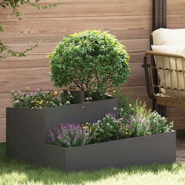 ARDEBO.de - Blumentopf Schwarz 80x80x50 cm Kaltgezogener Stahl