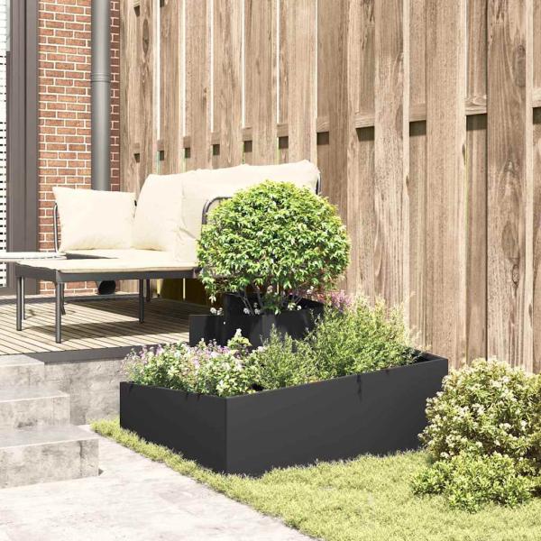 Blumentopf Schwarz 80x80x50 cm Kaltgezogener Stahl