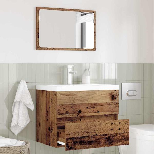 ARDEBO.de - 2 Teile Badezimmermöbel Set Altes Holz Holzwerkstoff
