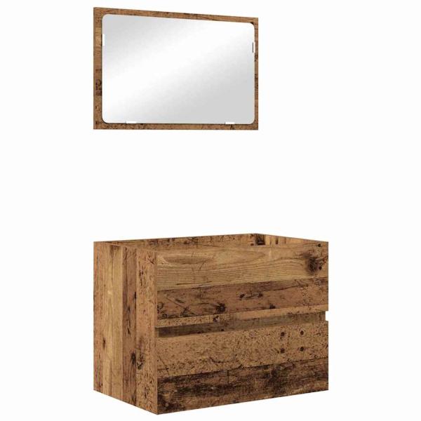 2 Teile Badezimmermöbel Set Altes Holz Holzwerkstoff