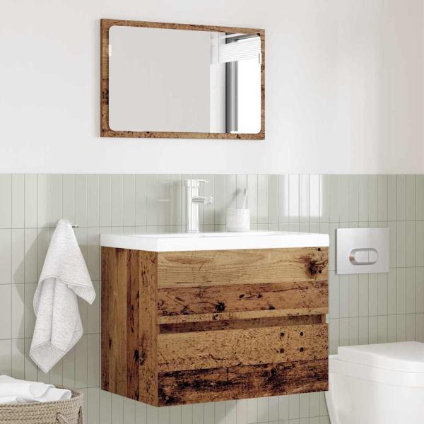 2 Teile Badezimmermöbel Set Altes Holz Holzwerkstoff