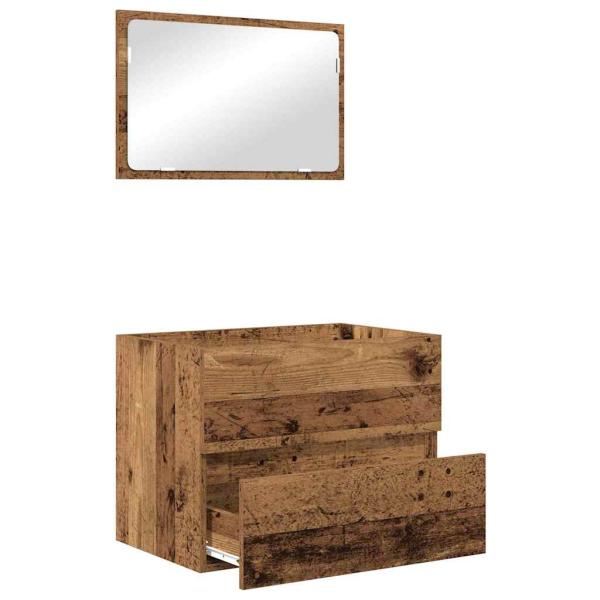 2 Teile Badezimmermöbel Set Altes Holz Holzwerkstoff
