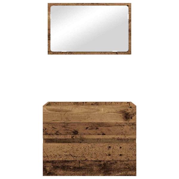 2 Teile Badezimmermöbel Set Altes Holz Holzwerkstoff