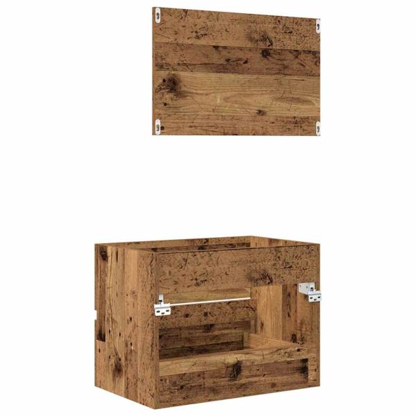 2 Teile Badezimmermöbel Set Altes Holz Holzwerkstoff