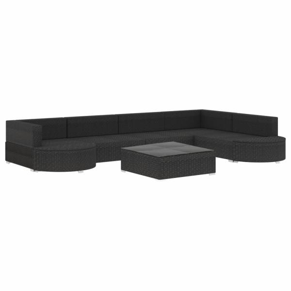 8-tlg. Garten-Lounge-Set mit Auflagen Poly Rattan Schwarz