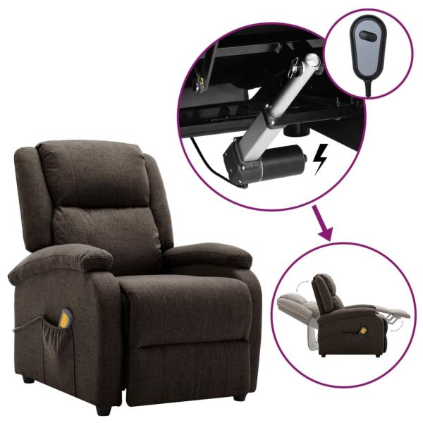 Massagesessel Elektrisch Dunkelbraun Stoff