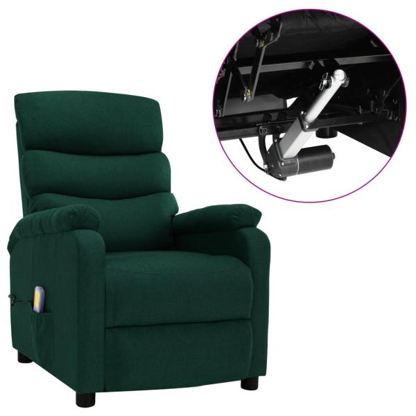 Elektrischer Massagesessel Dunkelgrün Stoff