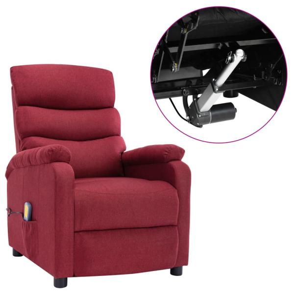 Massagesessel Elektrisch Weinrot Stoff