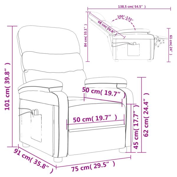 Massagesessel Elektrisch Dunkelgrau Stoff
