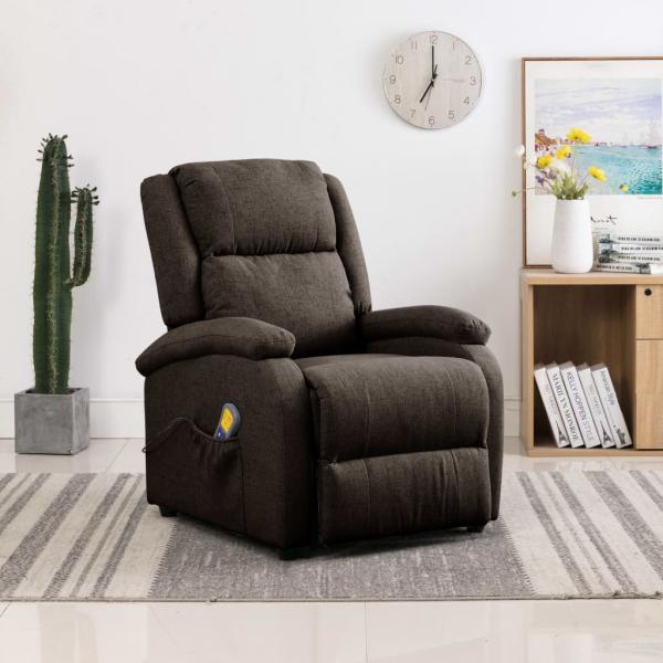 ARDEBO.de - Ohrensessel mit Massagefunktion Dunkelbraun Stoff