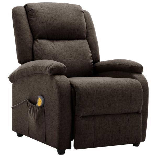 Ohrensessel mit Massagefunktion Dunkelbraun Stoff