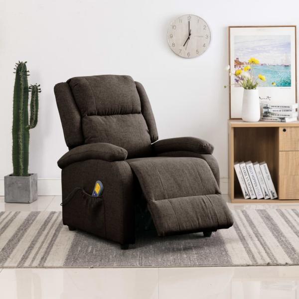 Ohrensessel mit Massagefunktion Dunkelbraun Stoff