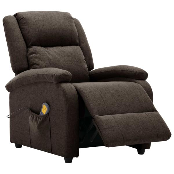 Ohrensessel mit Massagefunktion Dunkelbraun Stoff