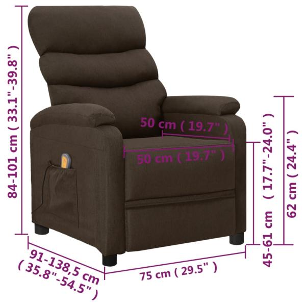 Massagesessel Dunkelbraun Stoff
