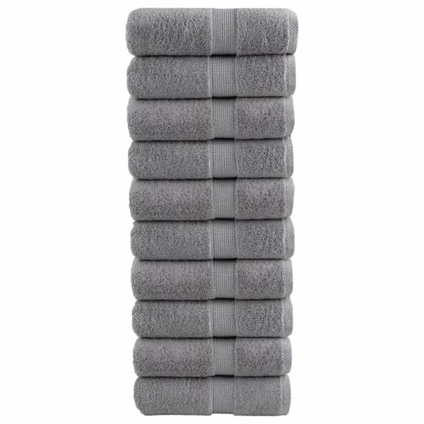 ARDEBO.de - Premium-Gästetücher SOLUND 10 Stk. Grau 30x50 cm 600 g/m²
