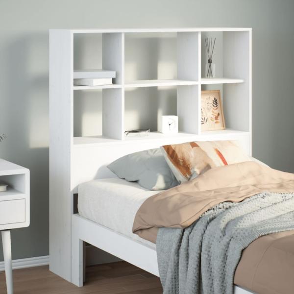 ARDEBO.de - Kopfteil mit Stauraum Weiß 90 cm Massivholz Kiefer