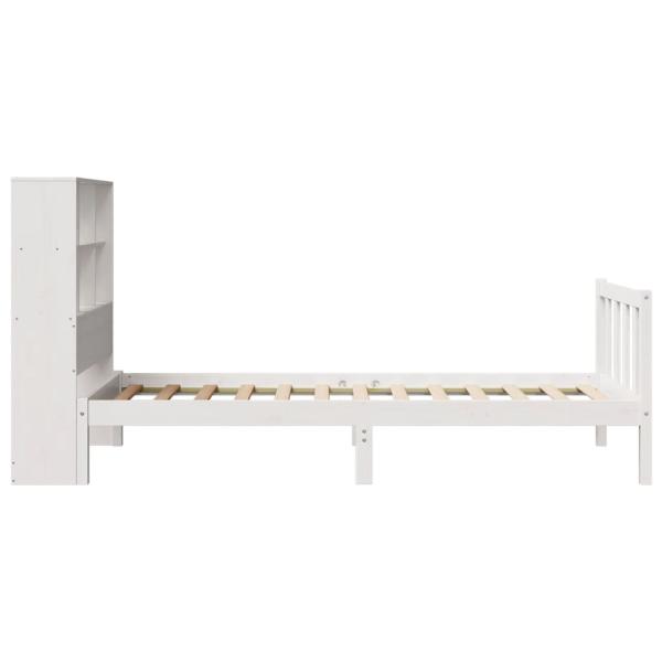 Massivholzbett mit Regal ohne Matratze Weiß 90x190 cm Kiefer