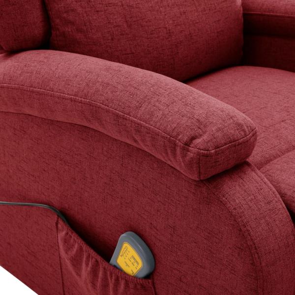 Massagesessel Elektrisch Weinrot Stoff