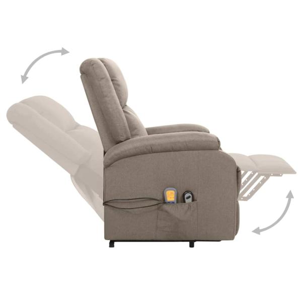 Massagesessel mit Aufstehhilfe Taupe Stoff