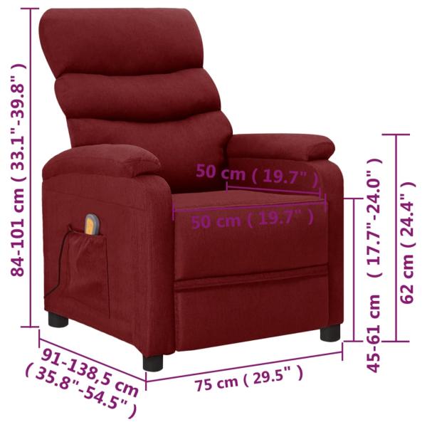 Massagesessel Weinrot Stoff