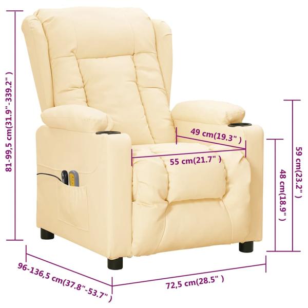 Massagesessel Elektrisch Creme Kunstleder