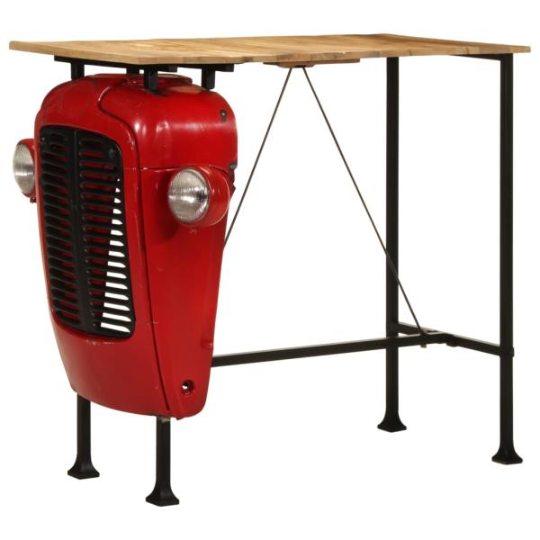 Bartisch Traktor Rot und Braun 55x120x107 cm Massivholz Mango