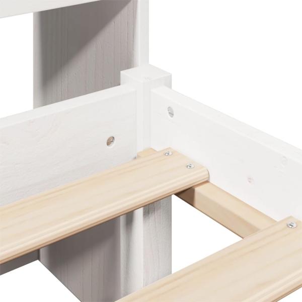 Massivholzbett mit Regal ohne Matratze Weiß 90x200 cm Kiefer