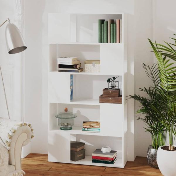 Bücherregal Raumteiler Weiß 80x24x155 cm Holzwerkstoff
