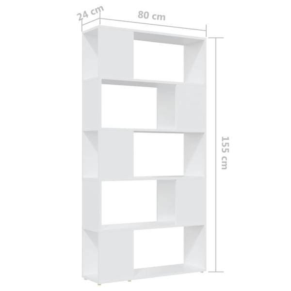 Bücherregal Raumteiler Weiß 80x24x155 cm Holzwerkstoff