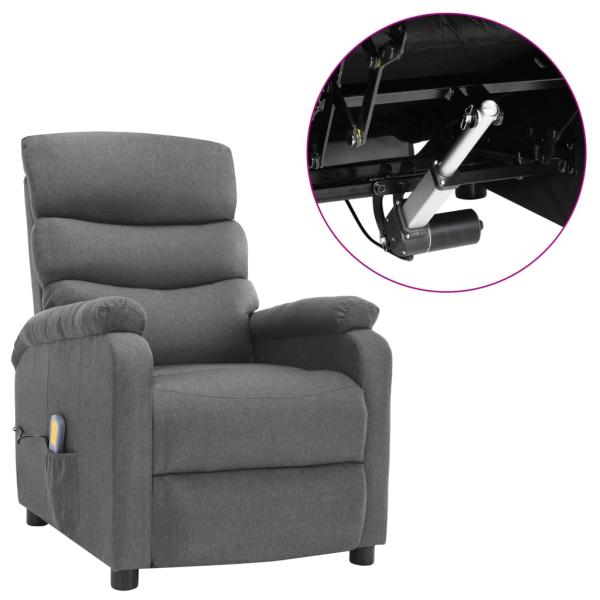 Massagesessel Elektrisch Hellgrau Stoff