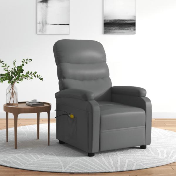 ARDEBO.de - Massagesessel Elektrisch Grau Kunstleder